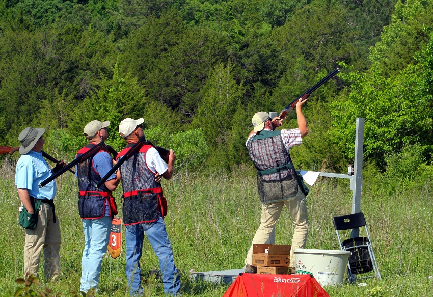 Barry Wren takes a shot during East Mississippi Community College’s 10th Annual Sporting Clays Challenge. Wren is a member of the Pulpwood Haulers team, which also includes, from left, Chris Morrow, John Payne and Joey Payne.