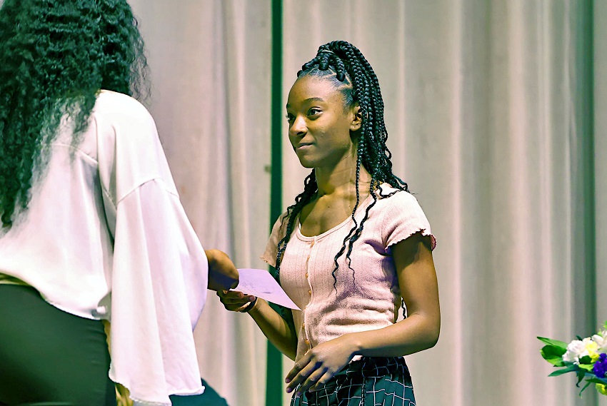 Sophomore Jadasha Harrison, at right, is inducted into the Eta Upsilon chapter of Phi Theta Kappa on the Scooba campus during a March ceremony. Harrison is EMCC’s nominee for the 2023 DREAM Scholars program through the Achieving the Dream network. In 2021, EMCC joined the Achieving the Dream network, which is dedicated to improving student outcomes.