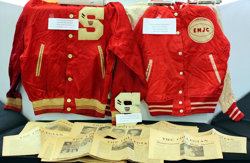 Items donated to East Mississippi Community College’s archives by alumni Jim and Virginia Taylor include the couple’s lettered sports jackets and issues of the college’s newspaper, the “Collegian,” that date from 1946 to 1948.