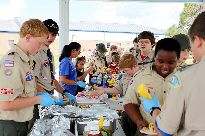 Boy Scouts of America members break for lunch Saturday, September 22, 2018 at East Mississippi Community College’s Golden Triangle campus during the Pushmataha Area Council Fall Camporee.