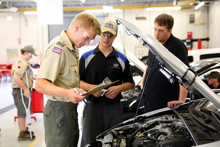 Boy Scouts of America member James Belk, 16, of Eupora takes part in an automotive maintenance merit badge session Saturday, September 22, 2018 at East Mississippi Community College during the Pushmataha Area Council Fall Camporee.