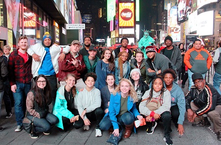 East Mississippi Community College Business and Marketing Management Technology program students and instructors visited some of New York City’s iconic locations during the DECA ENGAGE Conference. They are pictured here in Times Square.