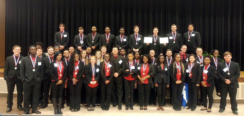 Members of the East Mississippi Community College chapter of Collegiate DECA won a school record number of awards at the Mississippi Collegiate DECA Career Development Conference.