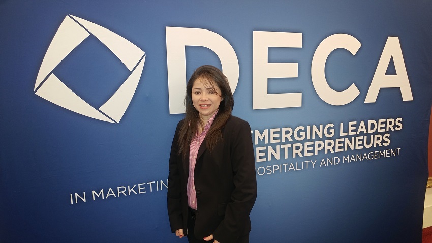 Gissela Perdomo’s business proposal for a start-up company that would employ destitute residents in her native city of San Pedro Sula, Honduras earned her and fellow classmates at EMCC first place in the Entrepreneurship category of the state DECA championships on Feb. 1.