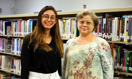 Ferrara, Italy resident Shirli Salihaj is enrolled at East Mississippi Community College. Salihaj’s aunt is married to the son of Donna Ballard, at right, EMCC’s former director of libraries.