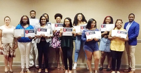 Kemper County High School students enrolled in the East Mississippi Community College Lion Academy study during a class prior to their July 29 certificate of completion award ceremony.