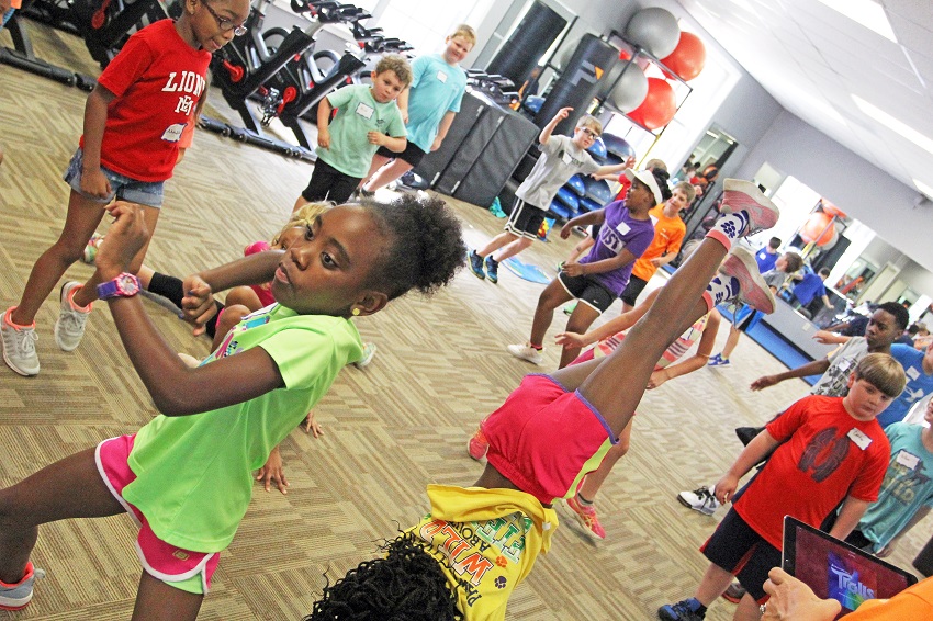 Children take part in the “Little Lions Making Strides” summer day camp activities in East Mississippi Community College’s Wellness Center, which received a third grant from the Blue Cross & Blue Shield of Mississippi Foundation for health and wellness activities.