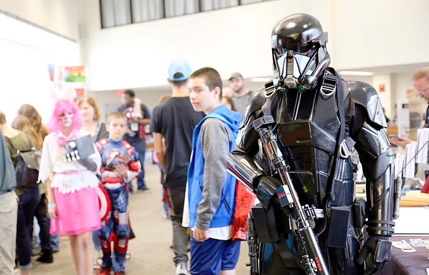 Cosplay, in which people dress up as fictional characters, is one of the attractions of the annual Golden Triangle Comic-Con, which returns Sept. 14-15. Here, an attendee at the 2018 Comic-Con is dressed up in a Star Wars costume.