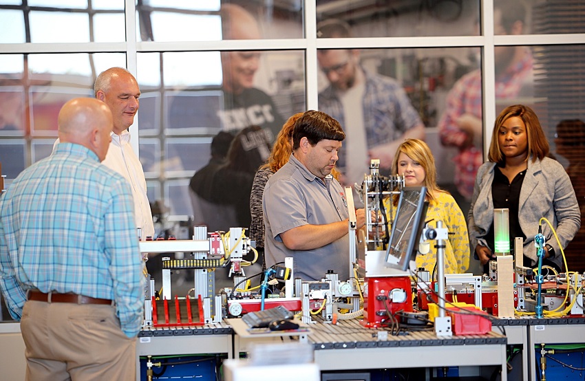 A group from Jackson, Tenn., looking for inspiration for a workforce training facility toured East Mississippi Community College's Communiversity.