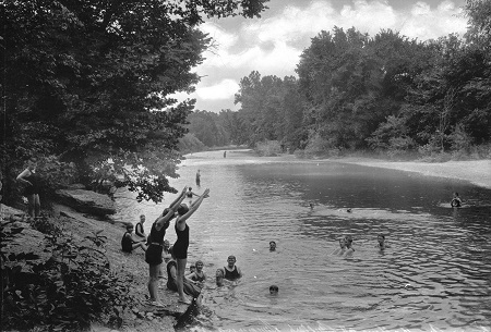 Miller’s Swimming Hole, located in Ginger Hole, Mo., is depicted in this 1902 photograph that is part of the “Crossroads: Change in Rural America” exhibition. Photo courtesy of the Wisconsin Historical Society