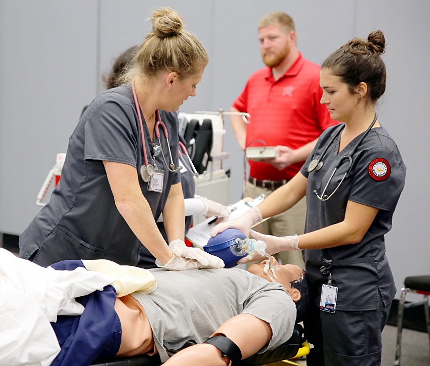 Students enrolled in East Mississippi Community College’s Division of Nursing and Allied Health programs participated in a collaborative emergency medical simulation Oct. 16-17. 
