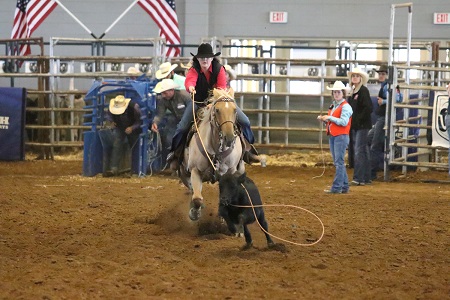 East Mississippi Community College’s Jadi Gibbs enters the spring season ranked second among the Ozark Region’s leading breakaway ropers and will compete during the 7th Annual Intercollegiate Rodeo