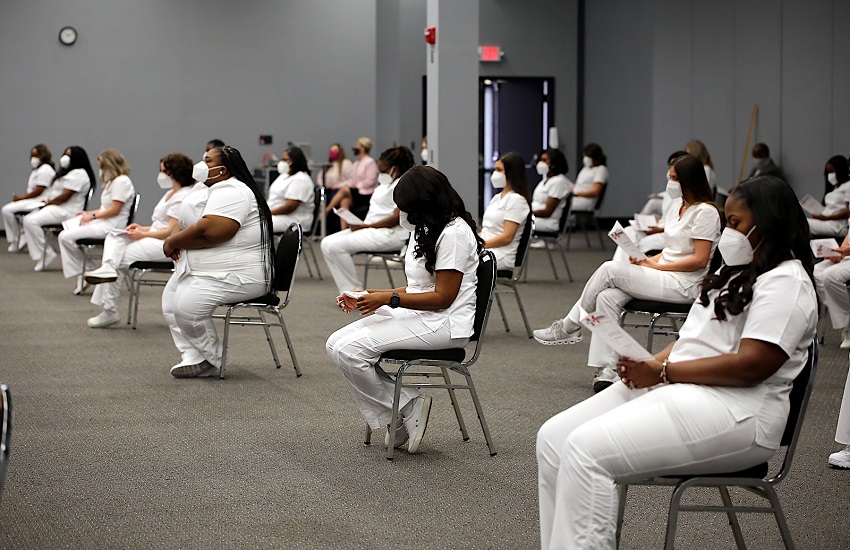 Forty-three graduates of East Mississippi Community College’s Associate Degree Nursing and Surgical Technology programs participated in a pinning ceremony the morning of Tuesday, Nov. 24, in the Lyceum Auditorium on the college’s Golden Triangle campus.