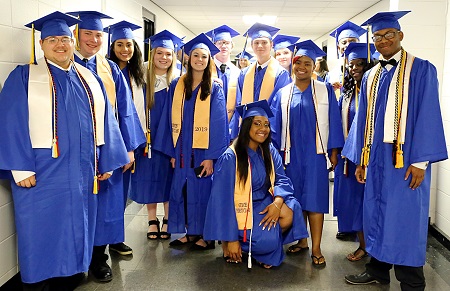 Golden Triangle Early College High School students celebrate in this file photo from last year’s graduation ceremony. GTECHS will host a May 16 drive-through graduation this year at the Communiversity, while East Mississippi Community College will conduct a virtual graduation May 20. 