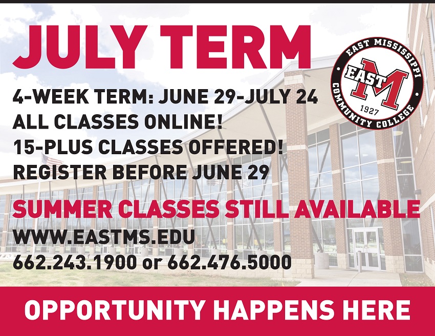 For the first time, East Mississippi Community College’s eLearning Department will offer four-week online classes during the July term. 