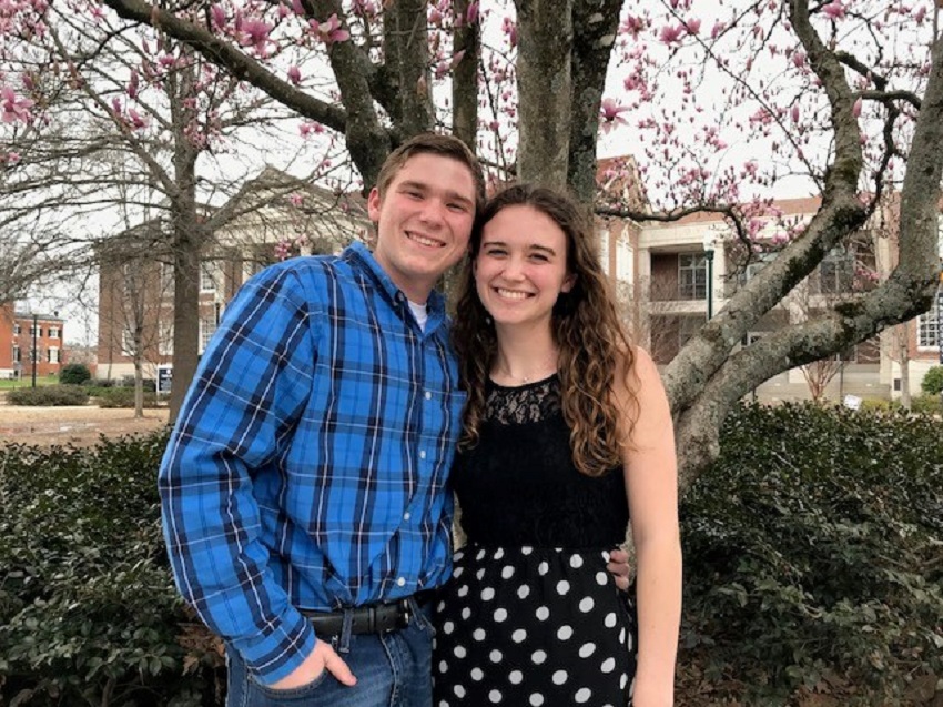 East Mississippi Community College student Belle Ferrebee, at right, earned first place in Literary Essay in the Mississippi Community College Creative Writing Association's annual workshop and student competition. Former EMCC student Justin Labonte, at left, earned second place in the same category.