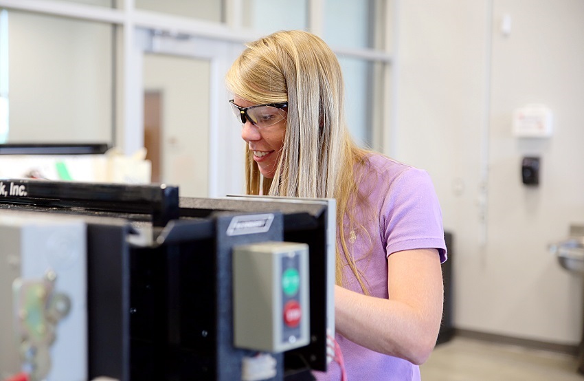 East Mississippi Community College graduate Camille Cooper works on a lab assignment at The Communiversity in this file photo. Cooper was among five students nationwide chosen to participate in an online webinar on challenges students have faced as a result of the novel coronavirus.