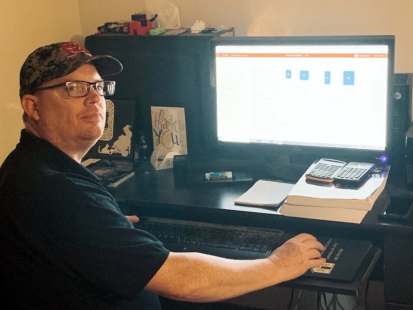 East Mississippi Community College Engineering Technology Drafting & Design instructor Carlton Hollis prepares an online assignment for one of his classes. EMCC has transitioned all classes to online instruction in response to the coronavirus.