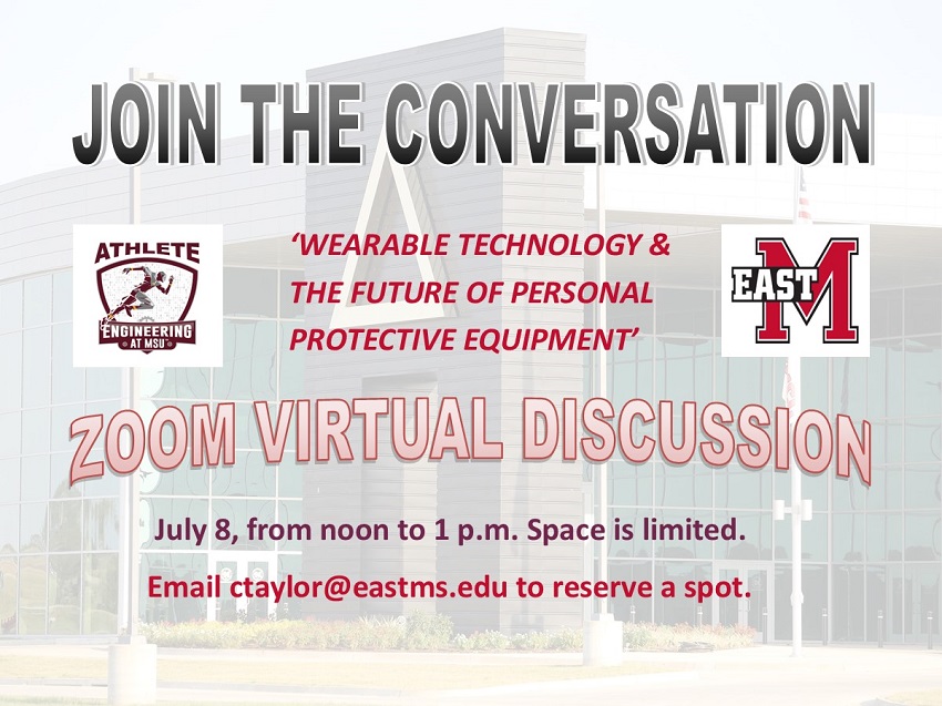 Athlete Engineering at Mississippi State University and The Communiversity at East Mississippi Community College are hosting an online Zoom discussion to examine how wearable technology widely used in sports can benefit industry.