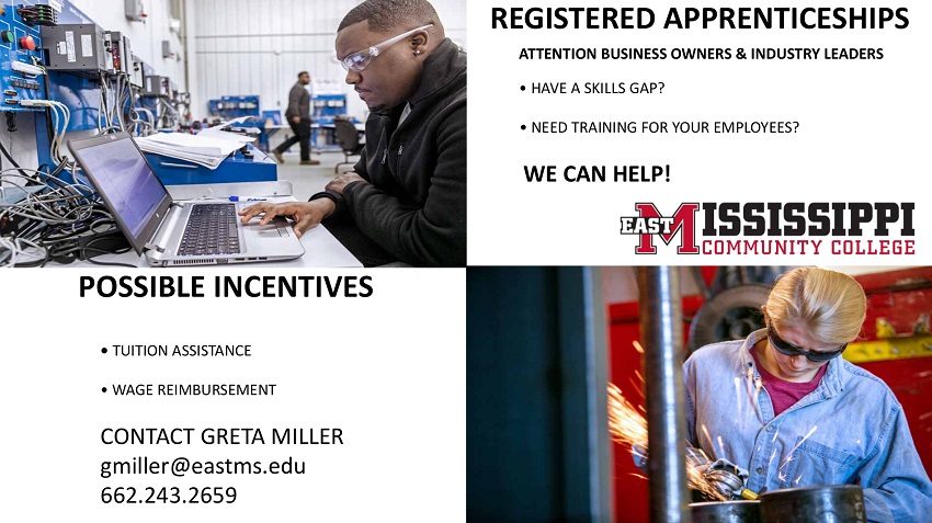 The Workforce and Community Services division at East Mississippi Community College has been awarded a $200,000 grant to provide training to area workers through the Mississippi Apprenticeship Program, or MAP, a state apprenticeship program supported by the U.S. Department of Labor.
