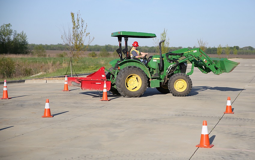 East Mississippi Community College Heavy Civil Construction student Allison Adair practices backing a tractor during class. Adair and three other students will be among the competitors during a heavy equipment operator “roadeo” competition that will take place at The Communiversity on April 21.