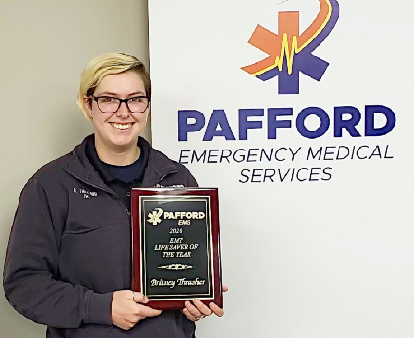 Britney Thrasher, a 2016 graduate of East Mississippi Community College’s Emergency Medical Technician program, has been named 2020 EMT Life Saver of the Year by Pafford Emergency Medical Services.