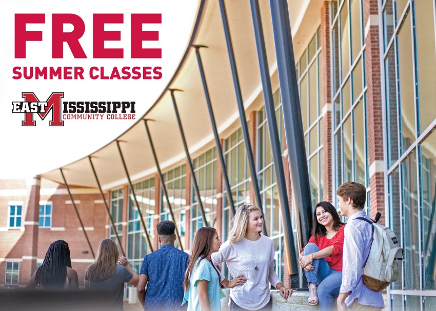 East Mississippi Community College is offering free face-to-face and online classes during the Maymester, Full Summer, Summer Intensive I and Summer Intensive II terms.