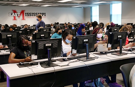Golden Triangle Early College High School students participate in an Aug. 10 orientation session in the student union on East Mississippi Community College’s Mayhew campus. EMCC assumed administrative control of GTECHS on July 1.  