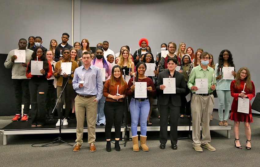 Forty-six East Mississippi Community College students were inducted into the Beta Iota Zeta chapter of the Phi Theta Kappa Honor Society the evening of Tuesday, Nov. 9, in a ceremony in the Lyceum Auditorium on the college’s Golden Triangle campus.