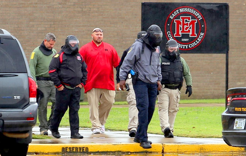 Law enforcement agencies participate in an active-shooter training exercise on East Mississippi Community College’s Golden Triangle campus in this 2018 file photo. Active-shooter drills this year will take place at The Communiversity July 22 and at the college’s Golden Triangle campus Aug. 9.