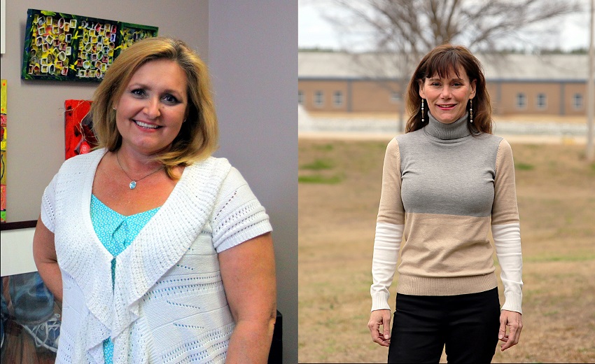 East Mississippi Community College art instructors, Lisa Spinks, at left, and Cynthia Buob, at right will have pieces of their artwork featured in juried shows in Meridian. 