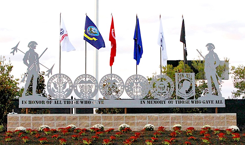 East Mississippi Community College will celebrate “God Bless America Day” Nov. 14 at 11 a.m. in the Chapel in the Pines on the college’s Scooba campus. The public is invited to attend the free event. Pictured here is a tribute to the military located on EMCC’s Scooba campus. 