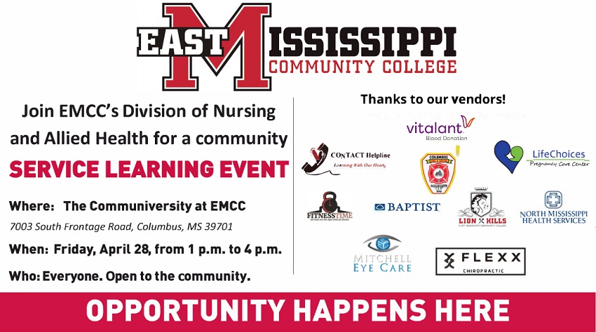 East Mississippi Community College’s Division of Nursing and Allied Health will host a health fair April 28 from 1 p.m. to 4 p.m. at The Communiversity.