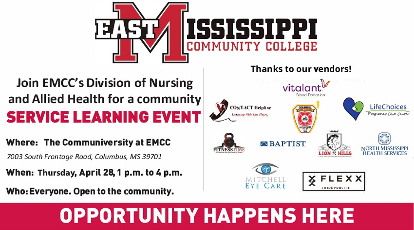 East Mississippi Community College’s Division of Nursing and Allied Health will host a health fair April 28 from 1 p.m. to 4 p.m. at The Communiversity.