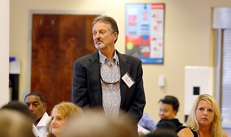 Mike Luke, who passed away Oct. 12, was named East Mississippi Community College’s 2022 Distinguished Service Award winner. Luke, an alumnus of EMCC, was inducted into the college’s Sports Hall of Fame in 2018. Luke is pictured here during the 2018 induction ceremony in this EMCC file photo. 