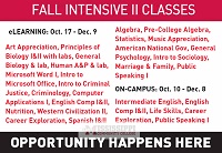 Looking to pick up additional courses online? Registration is under way at East Mississippi Community College for the Fall eLearning Intensive II term, with classes beginning Oct. 17 and running through Dec. 9.