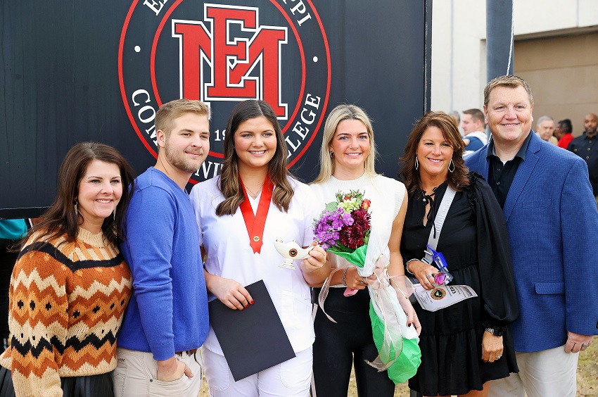 Forty-five graduates of East Mississippi Community College’s Associate Degree Nursing program participated in a pinning ceremony Thursday, Dec. 7, in the Lyceum Auditorium on the college’s Golden Triangle campus.