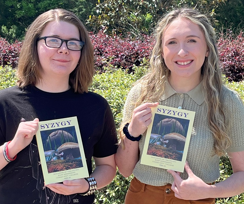 Three East Mississippi Community College students were among the winners in a creative writing contest that included entries from community colleges across Mississippi. Abby Romig, at left, and Laura Hope Belk, at right, are two of the EMCC students who placed in the competition, as did Peyton J. Wolf, who is not pictured.