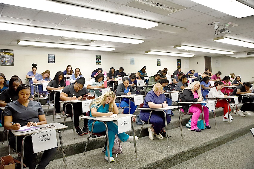 Students enrolled in a Division of Nursing and Health Sciences class are pictured here on East Mississippi Community College’s Golden Triangle campus. The college had the largest percentage increase in fall enrollment in more than a decade this year.