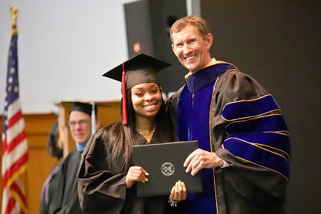 East Mississippi Community College President Dr. Scott Alsobrooks, at right, presented Class of 2023 graduates with certificates and diplomas during graduation ceremonies on the college’s Golden Triangle and Scooba campuses that took place May 12-13. 