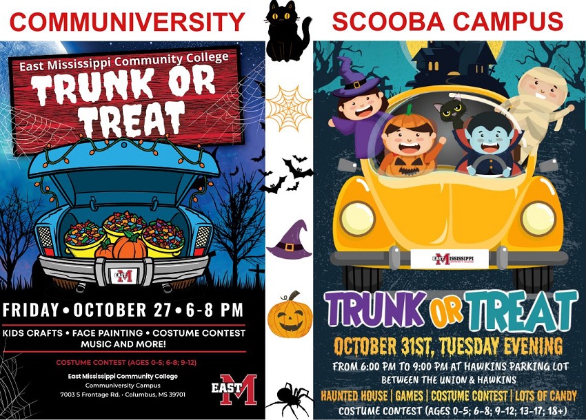 East Mississippi Community College is inviting community members to take part in free Halloween-themed events on the college’s Scooba campus and at The Communiversity at EMCC.