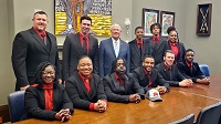 Students in East Mississippi Community College’s Marketing Technology program on the Scooba campus visited with Sen. Roger Wicker, back row in the blue suit, during a tour of the nation’s capital. Students seated are, from left, Zyauna Rice of Starkville, Genesis White of Dekalb, Isaac Doss of Byram, Elijah Jackson of Preston, Nathaniel Carroll of Macon, and Damion Wilkerson of Macon. In the front row, from left, are program instructor Dr. Joshua Carroll, Mark Carroll of Macon, Wicker, Xavier Jimerson of Meridian, Cadre Hampton of Dekalb, and Tanyah Strong of Columbus.