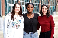 From left, East Mississippi Community College students Madison Sherill, Breelyn Smith and Haidi Salihaj earned awards in the 2024 Mississippi Community/Junior College Art Instructors Association’s Student Art Exhibition and Competition.