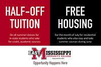 A popular tuition break implemented at East Mississippi Community College last year will return this summer, with additional cost savings for students who reside in student housing on the college’s Scooba campus and take classes during the months of June and July.