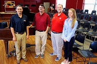 Enrollment in EMCC’s Mighty Lion Band and choir have increased significantly under the direction of, from left, Mighty Lion Band Director Daniel Wade, Assistant Director of Bands Ben Neal, Director of Choirs Matthew Butler and band assistant Maggie Hardin.