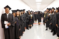 East Mississippi Community College graduates line up prior to a Dec. 12 commencement ceremony that took place on the college’s Golden Triangle campus. Graduates from all EMCC campuses took part in the graduation ceremony.