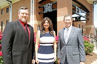 East Mississippi Community College Business & Marketing Management Technology instructor Dr. Joshua Carroll, at left, was elected to serve as president of the state faculty and staff association. He appointed EMCC Humanities and Fine Arts Division Chair DeLisa Brand, center, to serve as the organization’s treasurer. Carroll and Brand are pictured here with EMCC President Dr. Scott Alsobrooks, at right.