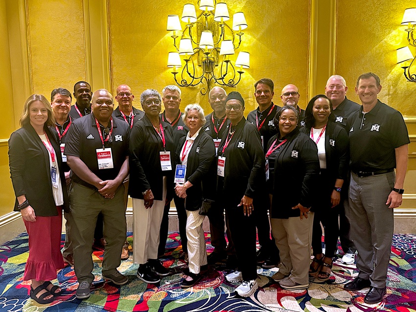 EMCC Board of Trustees members Ed Mosley, Evelyn Murray, Linda Jackson and Bubba Davis were honored for their years of service during the 2025 Mississippi Association of Community College Trustees Conference in Biloxi that took place June 9-11. Also in attendance at the conference were EMCC President Dr. Scott Alsobrooks, other EMCC Board of Trustees members, as well as members of EMCC’s Administrative Cabinet. 