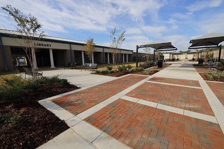 Work is wrapping up on a project at East Mississippi Community College’s Golden Triangle campus to install new sidewalks, pedestrian crosswalks and seating areas. Similar work has been completed on the college’s Scooba campus. 