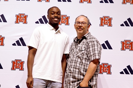 Jeremiah Linebarker, left, was named the 2026 Phi Theta Kappa Order of the Golden Key recipient for East Mississippi Community College’s Scooba campus. He is pictured here with Scooba PTK advisor Derrick Conner.
